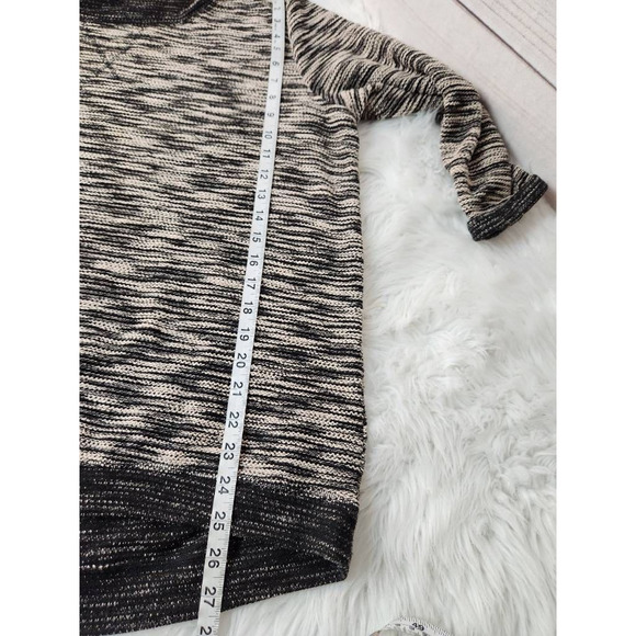 H&M Womens Pullover Sweater Gray Space Dye 3/4 Sleeve Scoop Neck Tight Knit L - Picture 4 of 6